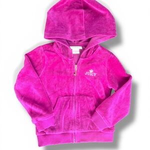 Juicy Couture Bright Hot Pink Toddler 3T Zip Up Hoodie